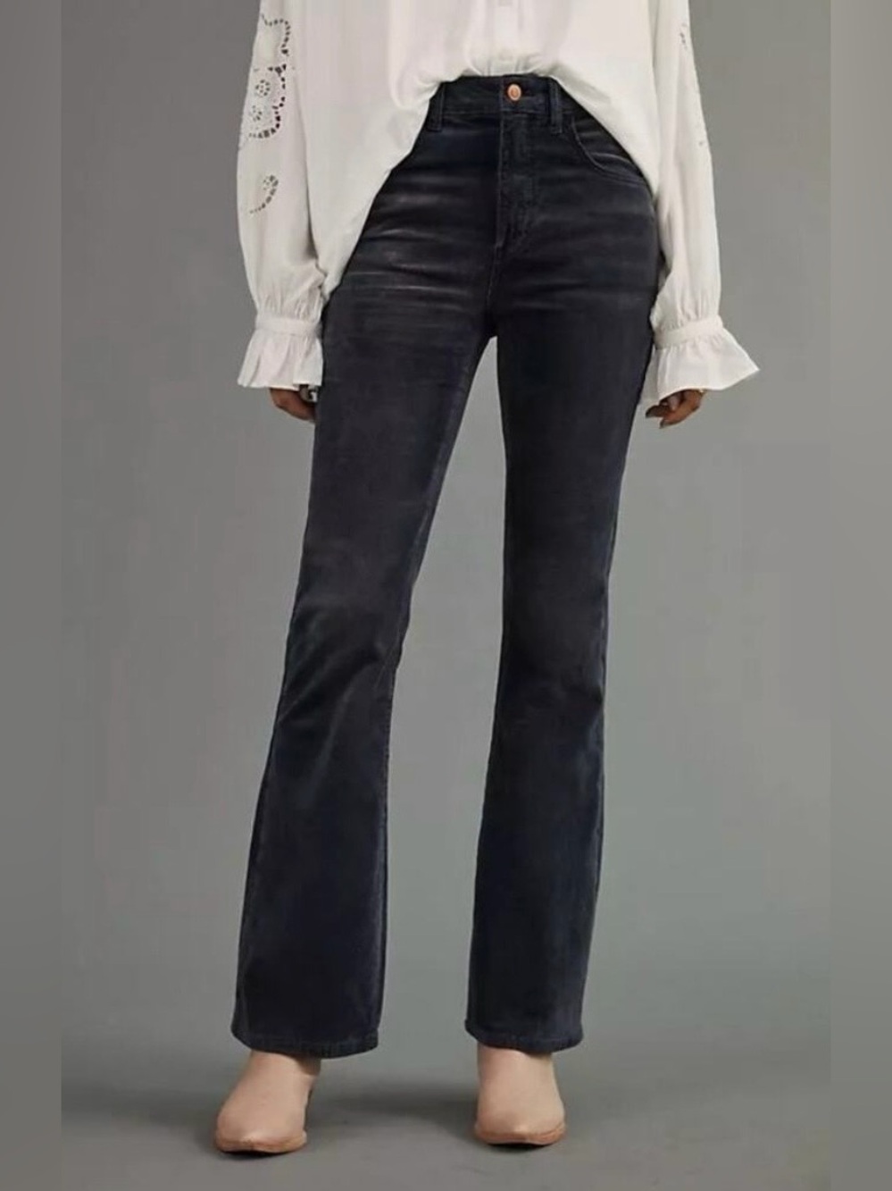 Anthropologie Pilero The Icon Flare Corduroy Pants Gray Size 31